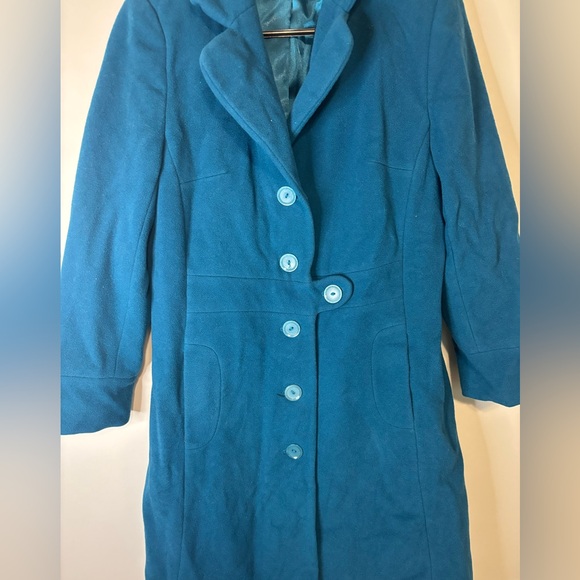 Preston & York Teal, Wool, Trench Coat with Notched Lapel - Picture 2 of 7